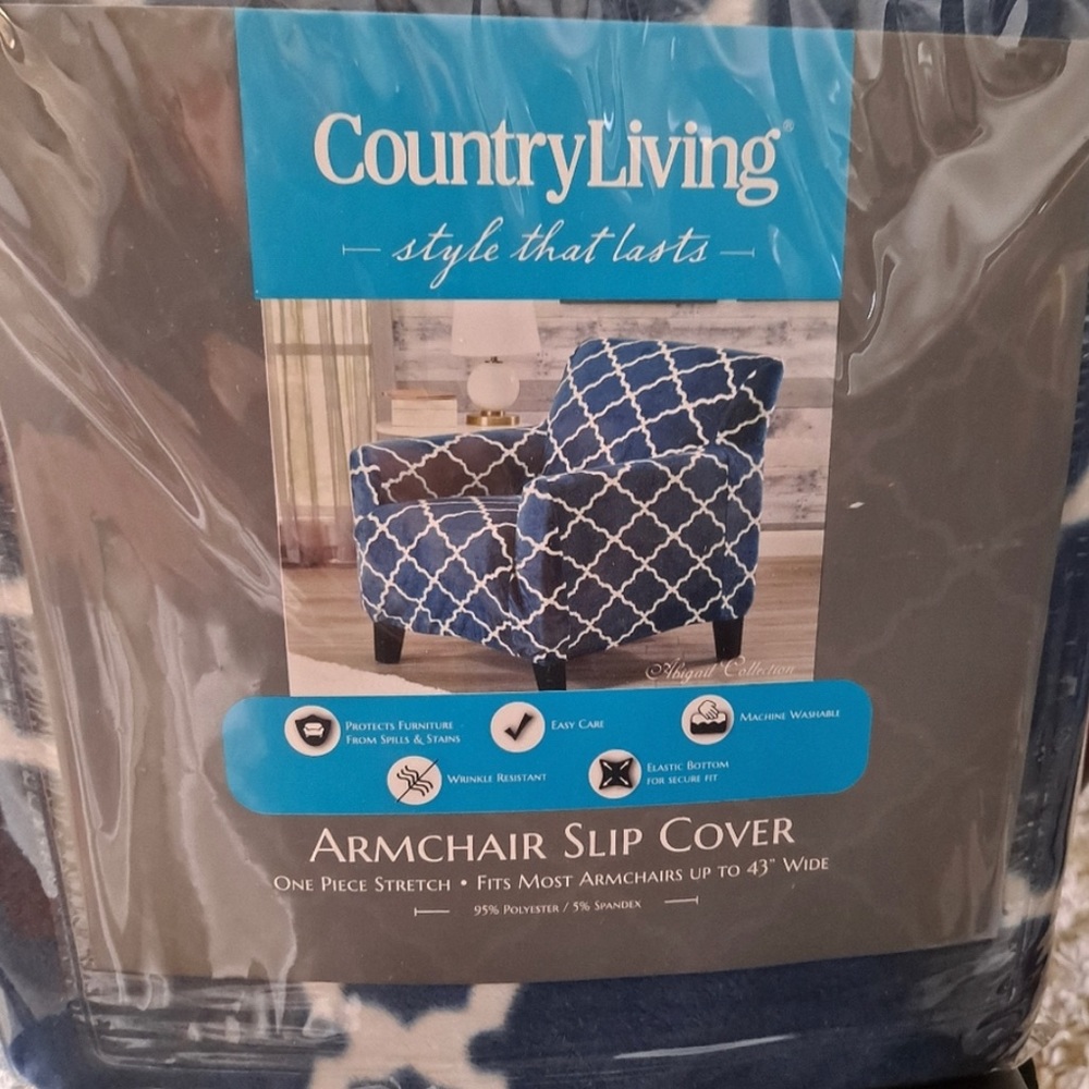 Blue Arm Chair Covers slipcovers  (Two)